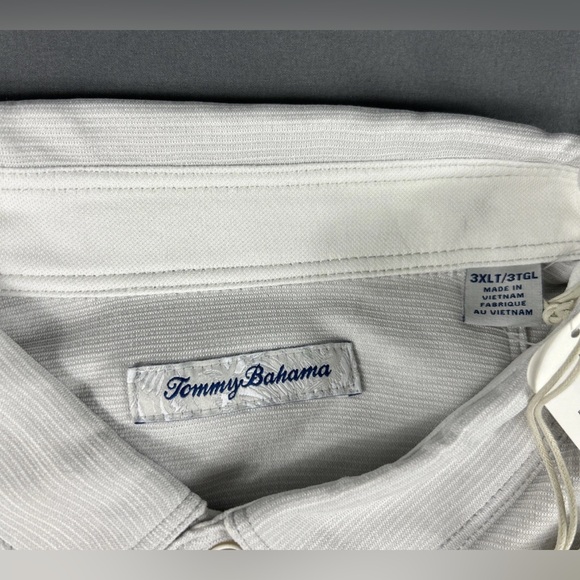 Tommy Bahama Golf Shirt Polo Paradise Cove Striped 3XLT Gray Polyester - Picture 5 of 8
